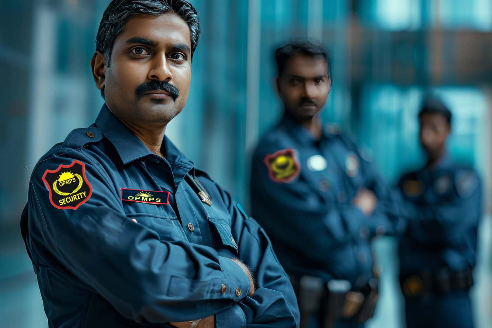 A team of professional security guards on patrol, ensuring safety and order.